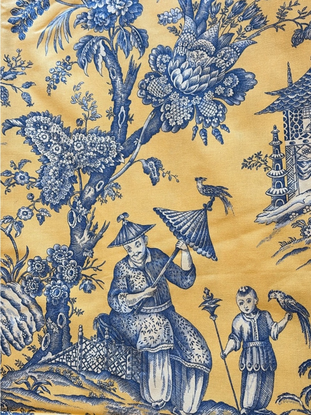 Poupon et Bleu de France Chinoiserie Ming Fabric - Picture 2 of 6